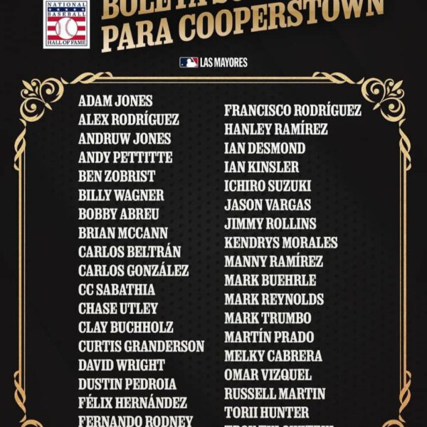 Boleta del Salón de la Fama de Cooperstown 2025.