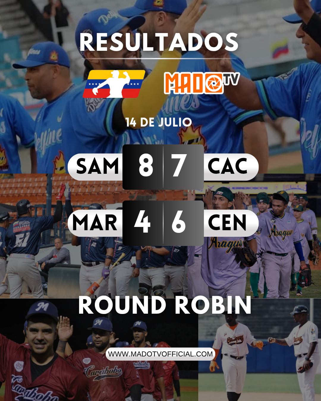 Resultados de la jornada de hoy en el Round Robin de la Liga Mayor